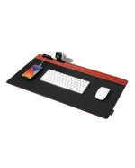 Red-Black Snap On Organiser Desk Mat with Cable Holder + Apple Watch Charging Stand
