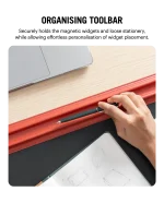 Red-Black Snap On Organiser Desk Mat with Cable Holder