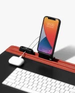 Red-Black Snap On Organiser Desk Mat with Cable Holder + Phone Mount