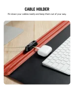 Red-Black Snap On Organiser Desk Mat with Cable Holder + Phone Mount