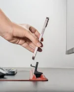 Red-Black Snap On Organiser Desk Mat with Cable Holder + Phone Mount