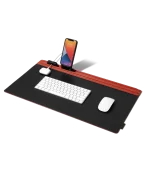 Red-Black Snap On Organiser Desk Mat with Cable Holder + Phone Mount