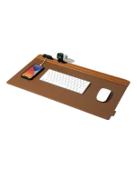 Tan-Brown Snap On Organiser Desk Mat with Cable Holder + Apple Watch Charging Stand