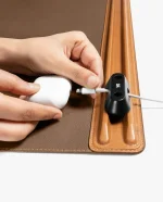 Tan-Brown Snap On Organiser Desk Mat with Cable Holder
