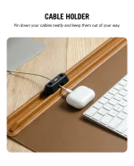 Tan-Brown Snap On Organiser Desk Mat with Cable Holder