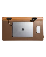 Tan-Brown Snap On Organiser Desk Mat with Cable Holder + Phone Mount