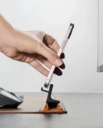 Tan-Brown Snap On Organiser Desk Mat with Cable Holder + Phone Mount