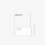Size diagram comparing the Roda Week Pad at 206 x 100 mm against a standard A4 page