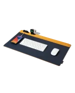 Mustard-Blue Snap On Organiser Desk Mat with Cable Holder + Apple Watch Charging Stand