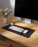 Mustard-Blue Snap On Organiser Desk Mat with Cable Holder
