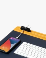 Mustard-Blue Snap On Organiser Desk Mat with Cable Holder