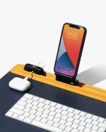 Mustard-Blue Snap On Organiser Desk Mat with Cable Holder + Phone Mount