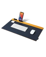 Mustard-Blue Snap On Organiser Desk Mat with Cable Holder + Phone Mount
