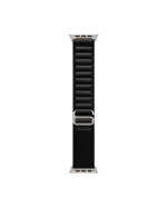 Black Ridge Loop Apple Watch band fitted to an Apple Watch, shown on white — watch not included