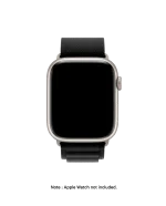 Black Ridge Loop Apple Watch band fitted to an Apple Watch, shown on white — watch not included