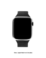 Black Velour Snap On Apple Watch band fitted to an Apple Watch, shown on white — watch not included