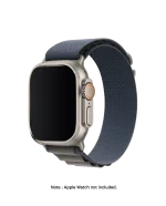 Blue Ridge Loop Apple Watch band fitted to an Apple Watch, shown on white — watch not included