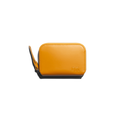 Chrome Yellow Vegan Leather Zipper Slim Card & Coin Wallet | Online Shopping | KlippiK Kuwait UAE Saudi