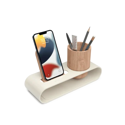 Cirque Phone and Pen Stand - Ivory White | Shop Online - Platform Collection | Klippik Kuwait UAE Saudi