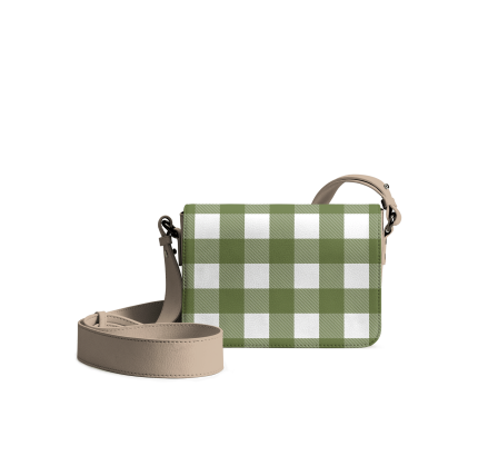 Creamy Crocodile Gingham Sol Box Shoulder Bag | Shop Online |KlippiK Kuwait UAE Saudi