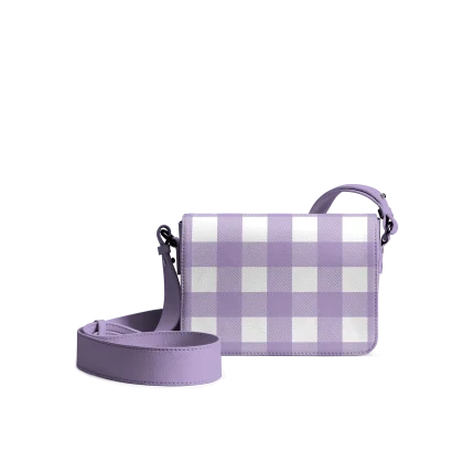 Lavender Gingham Sol Box Shoulder Bag | Shop Online | KlippiK Kuwait UAE Saudi