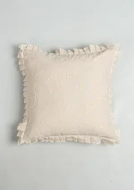 Yellow Dwelling Medley Embroidered minimal design 100% Cotton Cushion Cover for Sofa - Cream — view 6