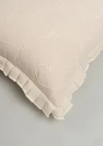 Yellow Dwelling Medley Embroidered minimal design 100% Cotton Cushion Cover for Sofa - Cream — view 3