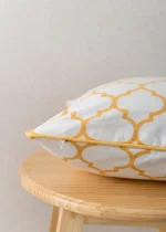 Yellow Dwelling Moroccan Trellis 100% Cotton Geometric Cushion Cover For Sofa - Mustard (24" x 24") — view 3