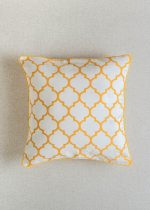 Yellow Dwelling Moroccan Trellis 100% Cotton Geometric Cushion Cover For Sofa - Mustard (24" x 24") — view 2