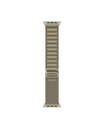 Olive Ridge Loop Apple Watch band fitted to an Apple Watch, shown on white — watch not included