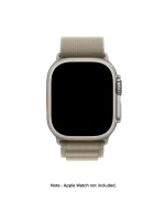 Olive Ridge Loop Apple Watch band fitted to an Apple Watch, shown on white — watch not included