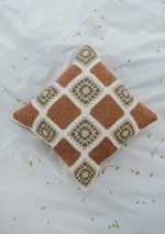 Yellow Dwelling Prism Crochet Geometric Fusion Cushion Cover 100% Cotton - Rust — view 2