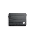 Slate Gray Stria Laptop Sleeve Bag - Medium — padded quilted laptop sleeve with a side carry handle, shown on white