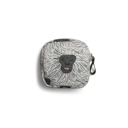 Langoor Easy Square Pouch Bag - White — square zip pouch with a leather pull tab, shown on white