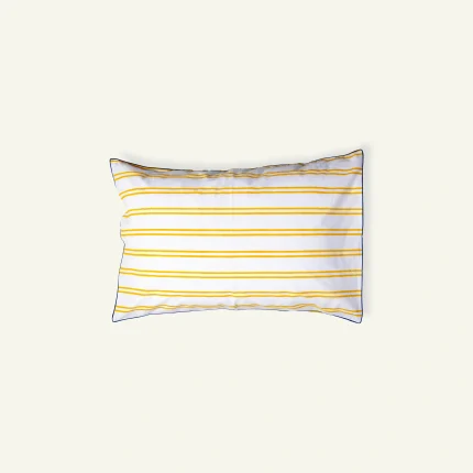 Mellow Yellow with Misty Blue Pure Stripes Pillow Cover (Set of 2)