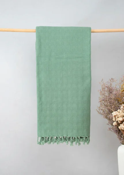 Yellow Dwelling Textured Solid Throw - Sage Green