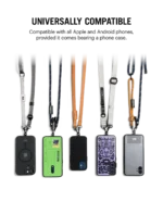 Black Leatherite Crossbody Phone Lanyard - Strap - Image 6