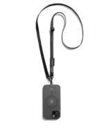 Black Leather Crossbody Phone Lanyard - Strap