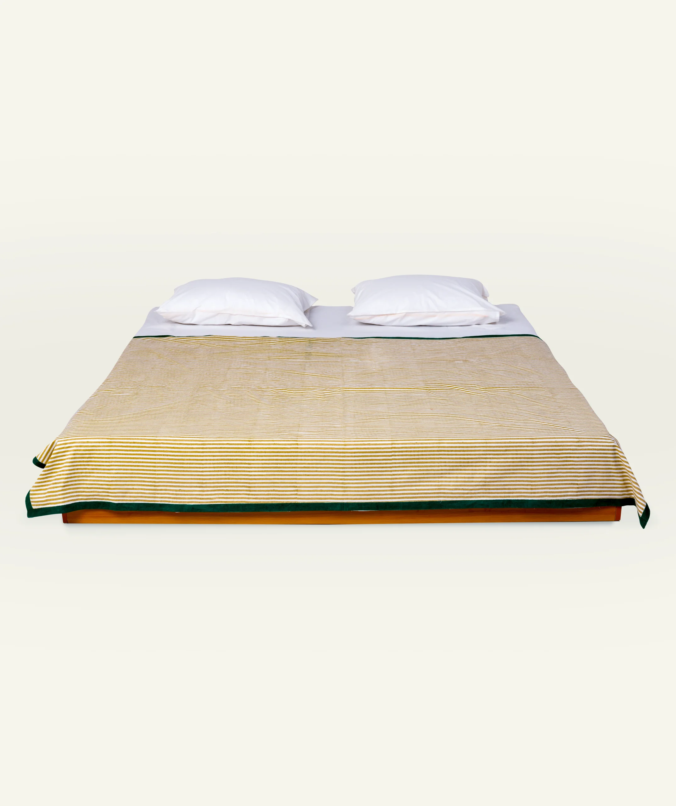 Wheat Beige with Pearl Green Silent Stripes Dohar - Image 1