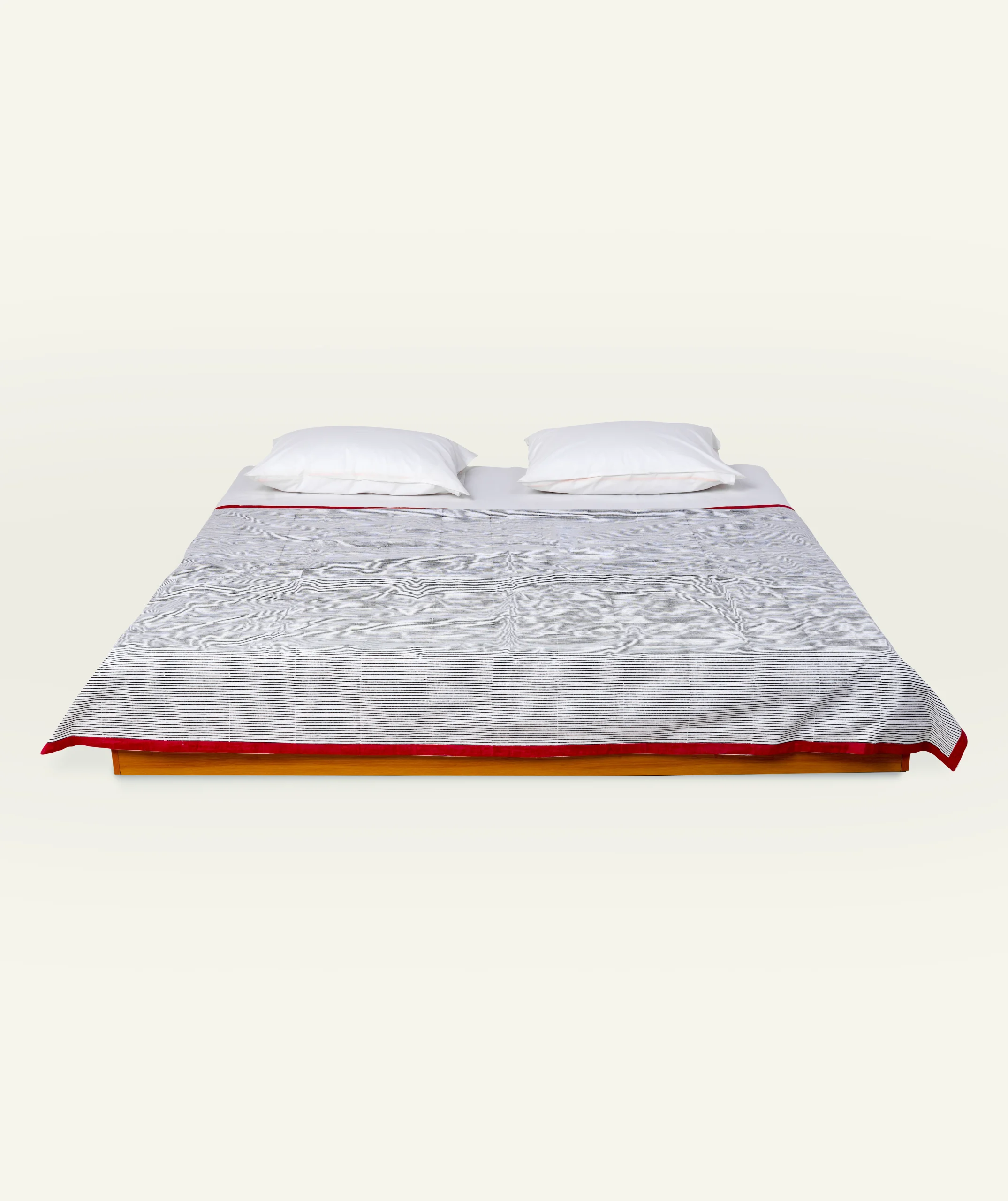 Cloudy Black with Candy Red Pure Stripes Dohar - Image 1