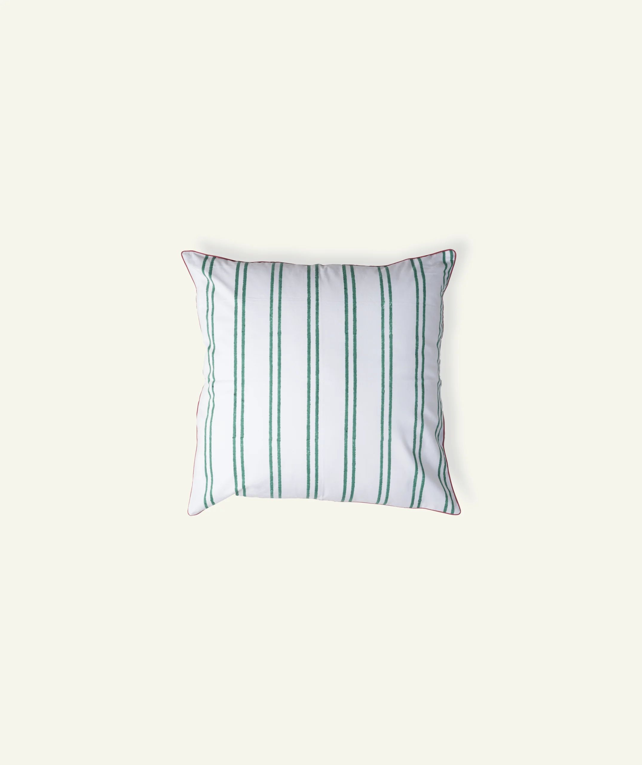 Pearl Green with Candy Red Muted layers, 18x18 Inch Cushion Cover - Image 1