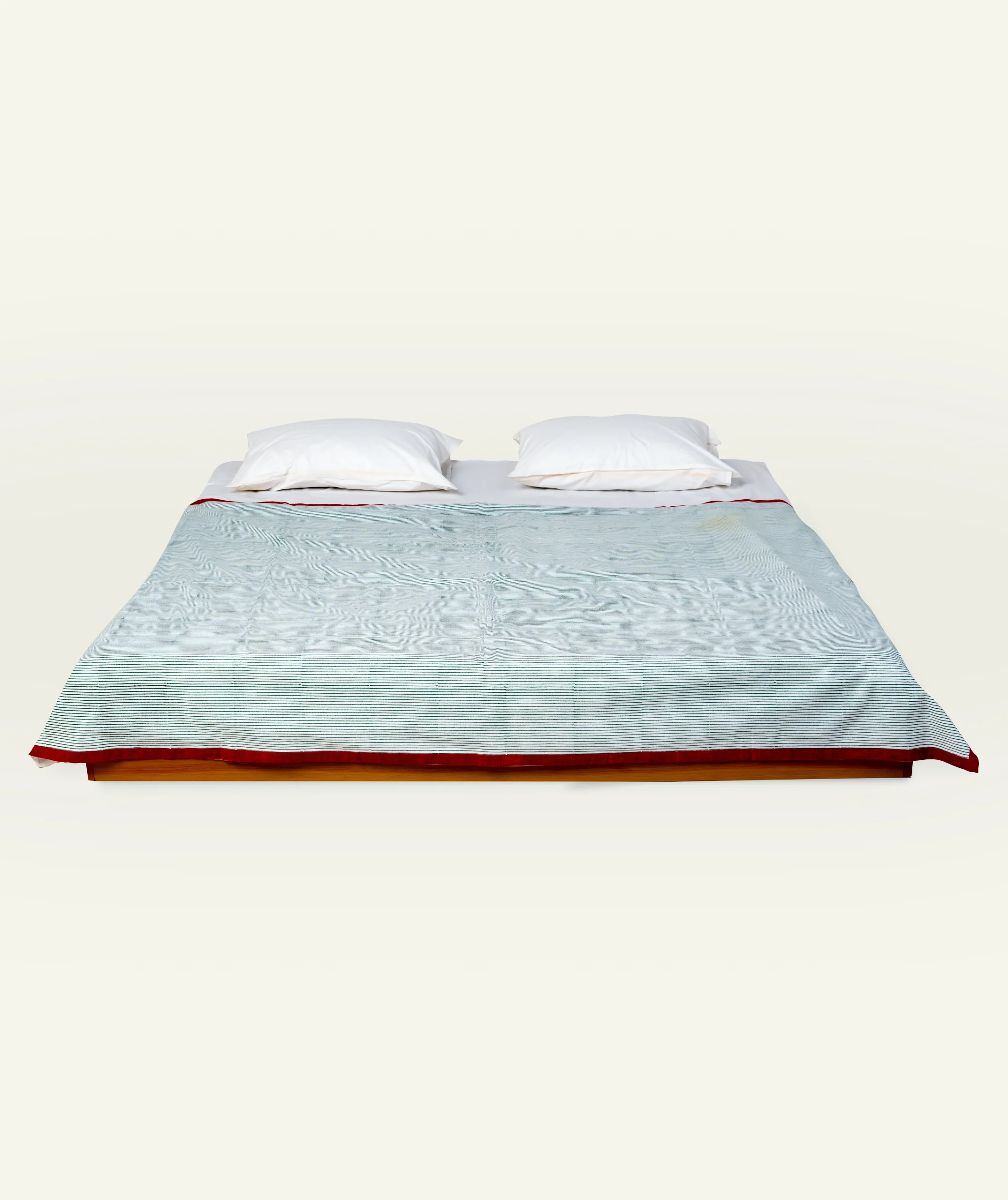 Pearl Green with Candy Red Pure Stripes Dohar - Image 1