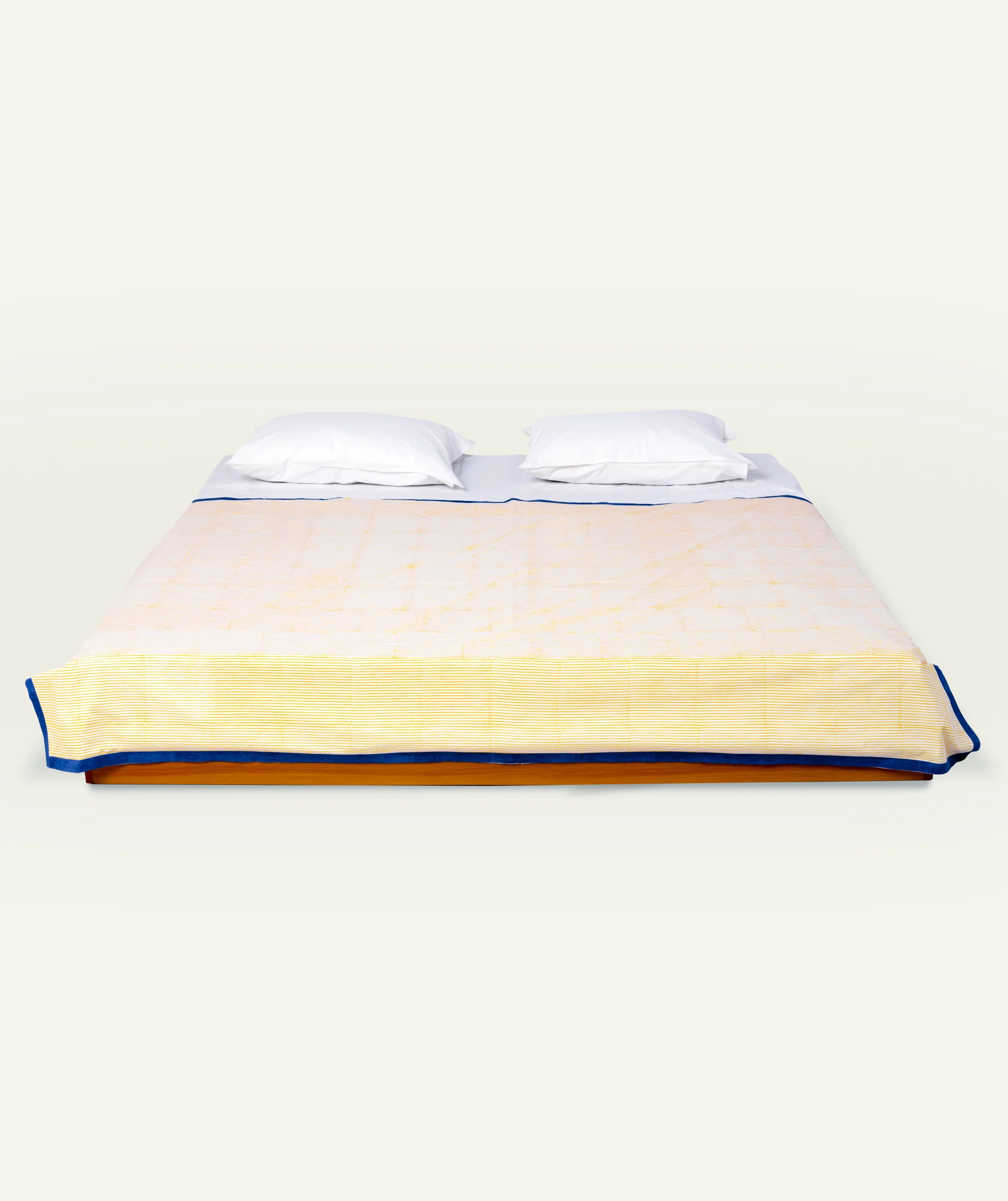 Mellow Yellow with Misty Blue Pure Stripes Dohar - Image 1