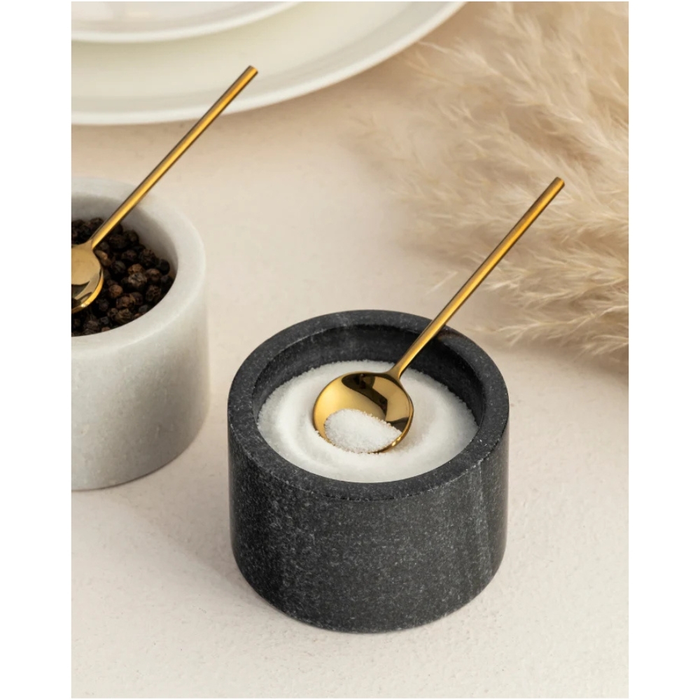 Marble Salt & pepper bowls set - Round trinkets - Image 1