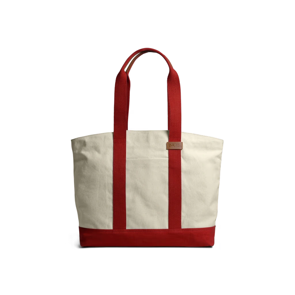 Ivory-Crimson Red Field Tote Bag - Image 1