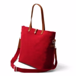 Crimson red canvas Buoy tote bag with leather handles and detachable strap | KlippiK Worldwide
