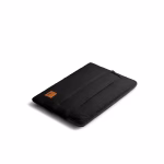 Angled view of black quilted Stria laptop sleeve showing puffy texture | KlippiK Worldwide