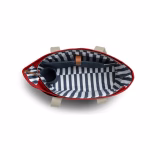 Top down interior view of crimson red Field tote bag with items | KlippiK Worldwide