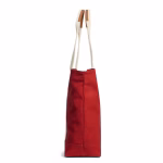Side profile of crimson red canvas Field tote bag | KlippiK Worldwide