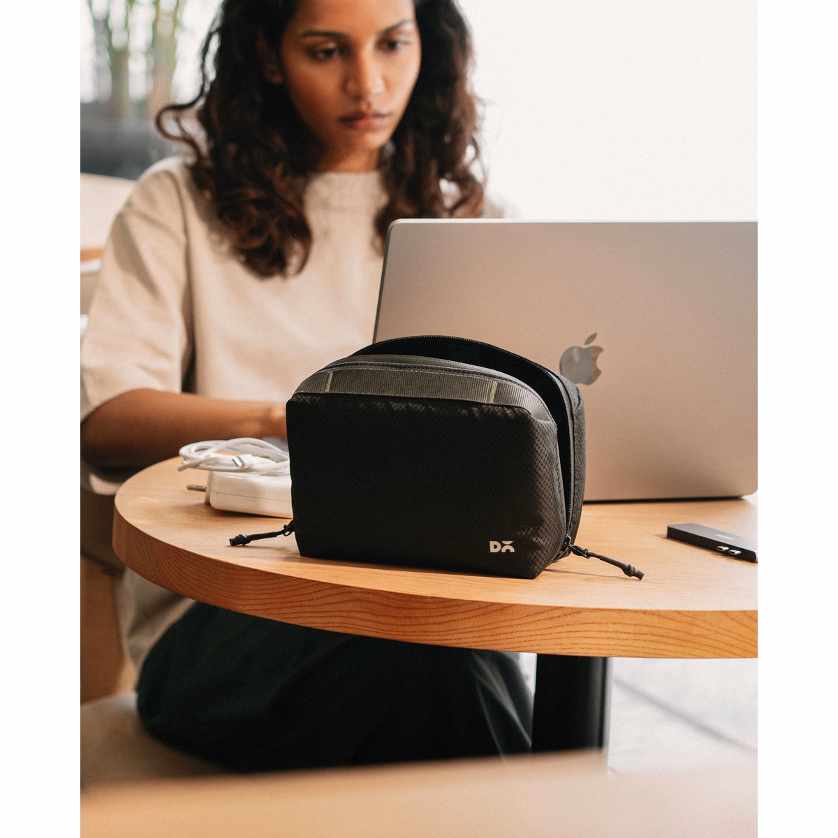 Black Ripstop Vault Tech Organiser - Medium in Black – Lifestyle View | KlippiK AU